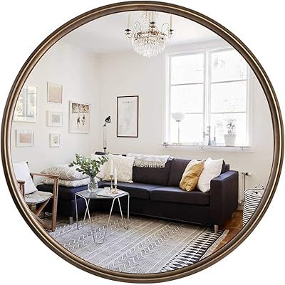 Gold Circle Wall Mirror 36 Inch Round Wall Mirror for Entryways, Washrooms, Living Rooms and More (G | Amazon (US)
