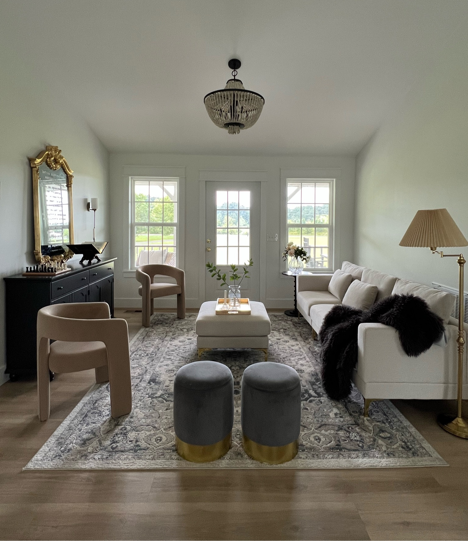 Our living room remodel at Sunrise Farm… The aesthetic is refined luxury — but in the countryside. Think Restorarion Hardware meets cottagecore. Our biggest priority here was to nurture connection — hence the furniture layout being set up to encourage conversation. 

Next up is a massive gallery wall over the sofa and possible a bigger chandelier — it needs it right? 

#LTKfamily #LTKstyletip #LTKhome