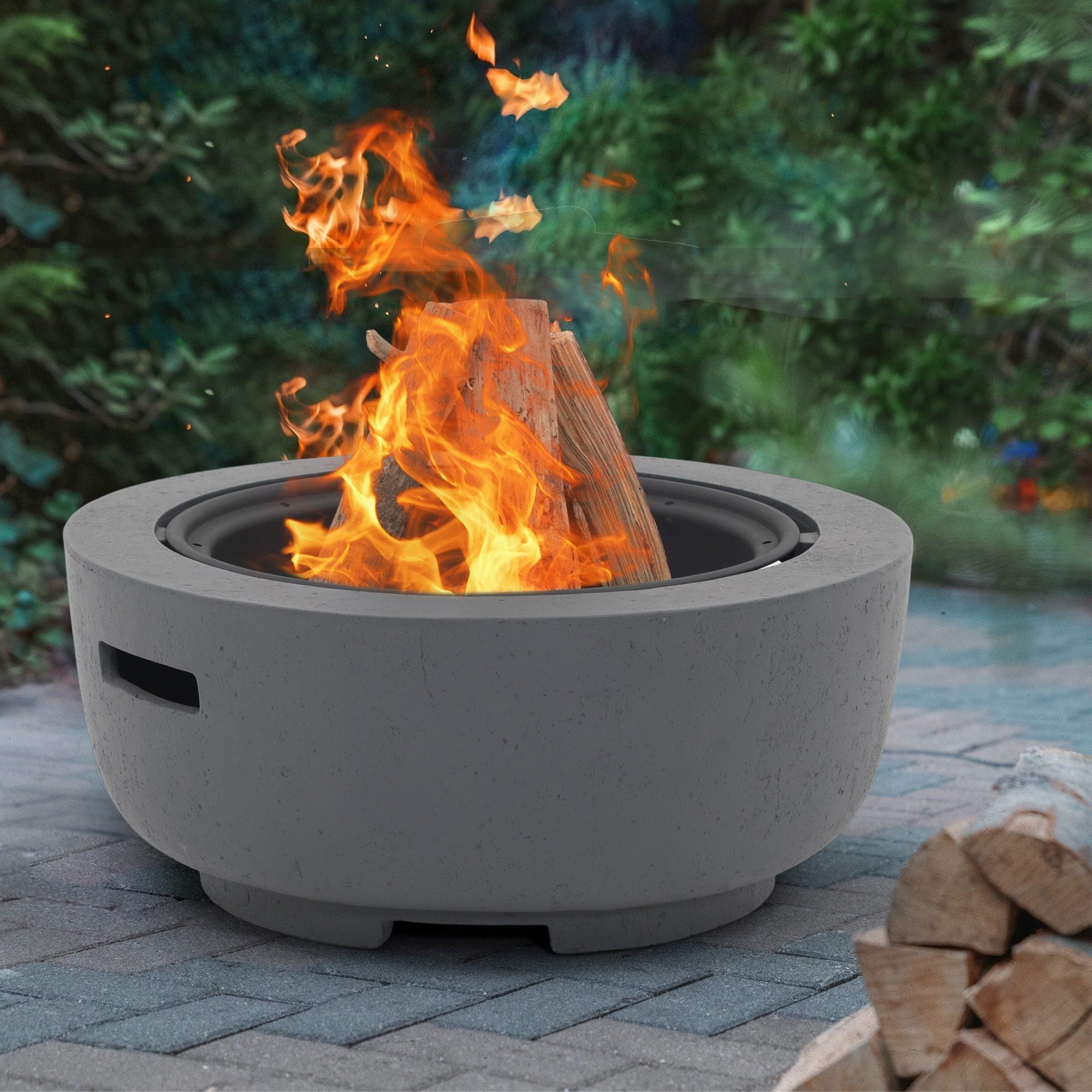 Patio Wood Burning Round Concrete Fire Pit | Bed Bath & Beyond