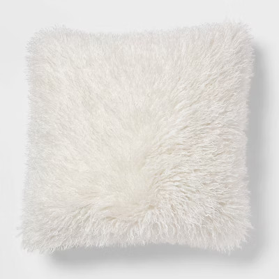 Euro Faux Mongolian Fur Decorative Throw Pillow Cream - Threshold™ | Target