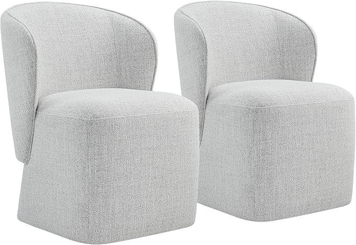 Upholstered Dining Chair with Casters No Assembly Linen DeskChair Wingback Single Sofa for Kitche... | Amazon (US)