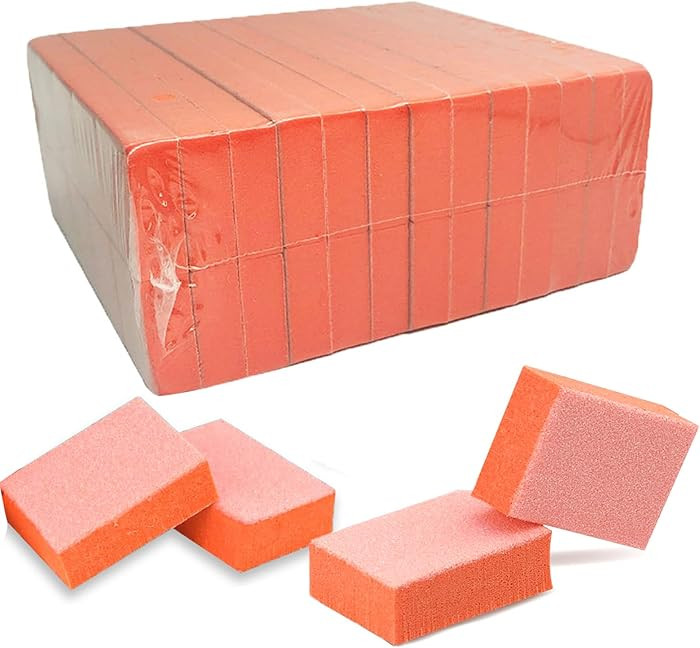 MARYTON Nail Buffer Mini Block Files, 80/100 Grit for Acrylic Nails, 130 Count (Orange) | Amazon (US)