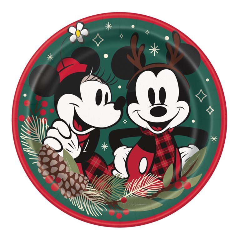 Disney Minnie & Mickey Mouse Christmas Paper Dinner Plates, 9in, 8ct | Walmart (US)