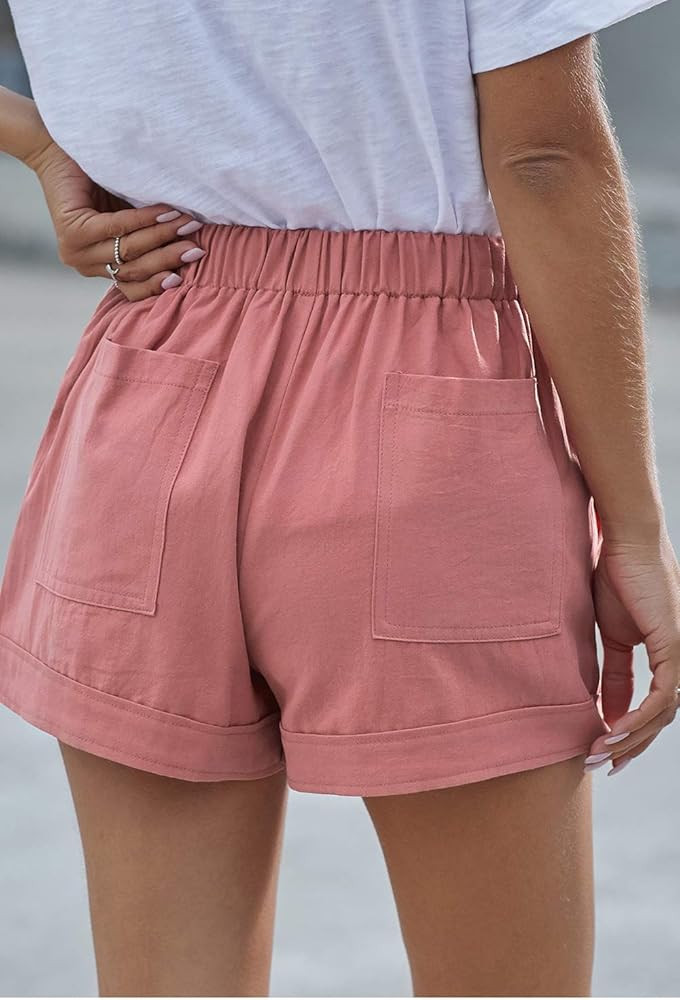 YOCUR Womens Cotton Linen Casual Shorts Baggy Trendy Lightweight Short Pants Elastic Waist Drawst... | Amazon (CA)