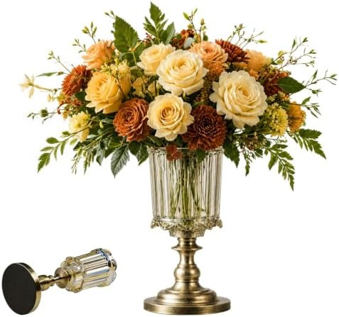 Vintage Victorian Glass Flower vase Bronze Base Nancy Meyers Style Table Wedding Shelf Mantel Par... | Amazon (US)
