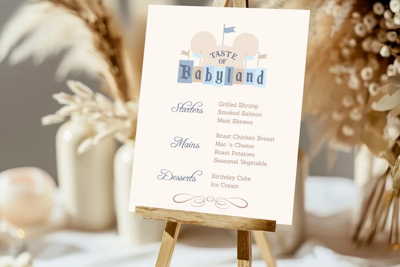 Happiest Baby Shower on Earth Menu, Babyland Party Menu, Disneyland Baby Shower, Digital, Printab... | Etsy (US)