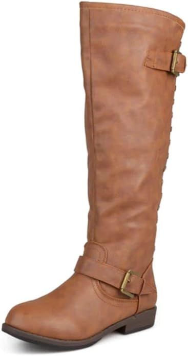 Journee Collection Womens Spokane Studded Knee High Riding Boots Regular and Wide Calf with Block... | Amazon (US)