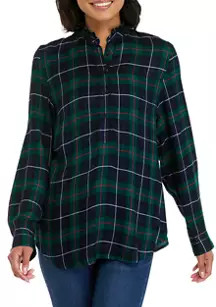 Crown & Ivy™ Women's Ruffle Plaid Top | Belk
