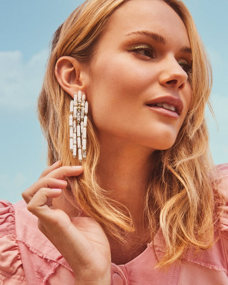 Ember Gold Statement Earrings in White Howlite | Kendra Scott