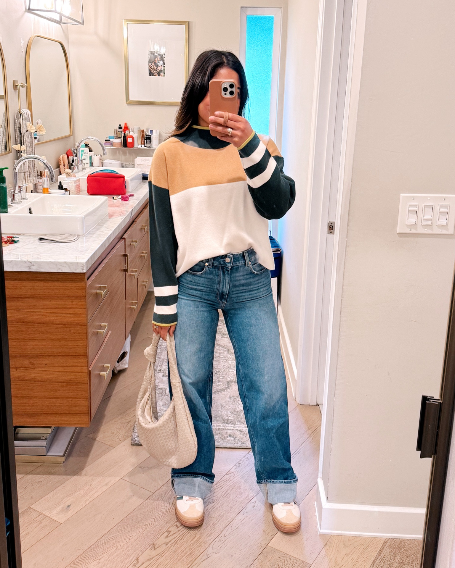 Casual outfit today! Love these wide leg cuffed jeans! Wearing my true size! 

#LTKstyletip #LTKshoecrush #LTKSeasonal