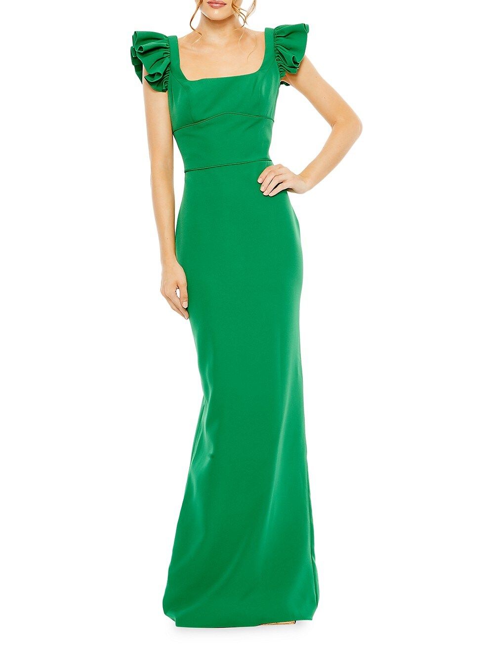 Ruffled Cap-Sleeve Column Gown | Saks Fifth Avenue