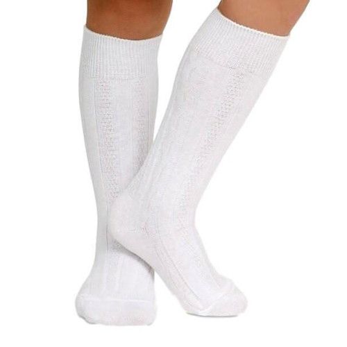 White Cable Knit Knee Socks | Cecil and Lou