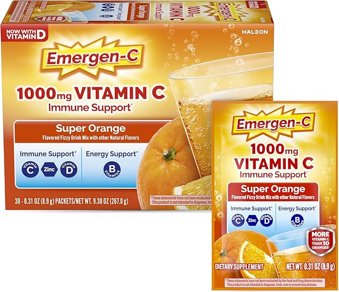 Emergen-C 1000mg Vitamin C Powder for Daily Immune Support Caffeine Free Vitamin C Supplements wi... | Amazon (US)