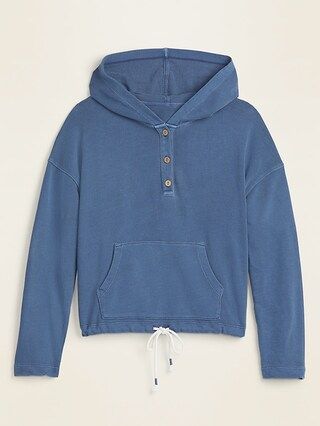 Garment-Dyed French Terry Henley Hoodie for Women | Old Navy (US)