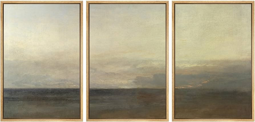 SIGNWIN Framed Canvas Wall Art Print Set Paint Stroke Sea Landscape Shapes Patterns Illustrations... | Amazon (US)