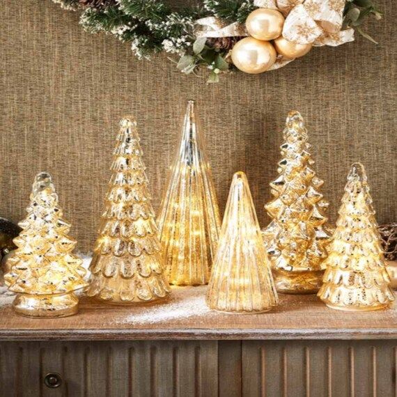 Vintage Lighted Mercury Glass Christmas Trees Tabletop | Etsy | Etsy (US)