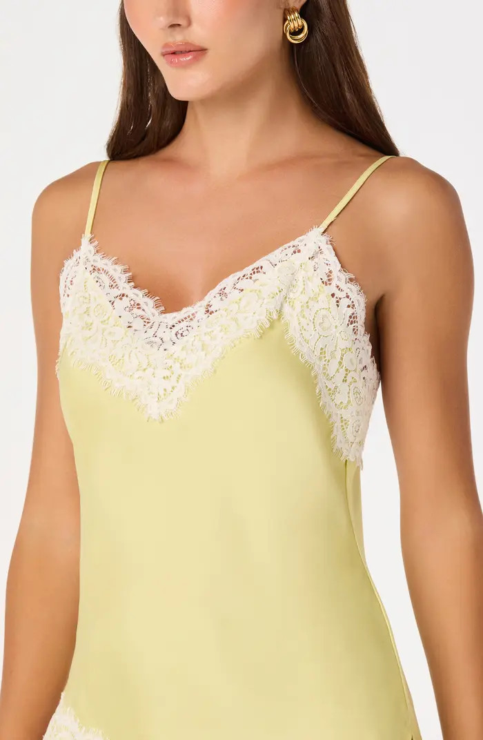 ASTR the Label Analise Lace Trim Asymmetric Satin Camisole | Nordstrom | Nordstrom