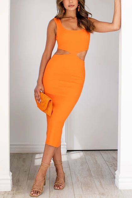 Mariposa Orange Midi Cutout Dress | Shop Priceless