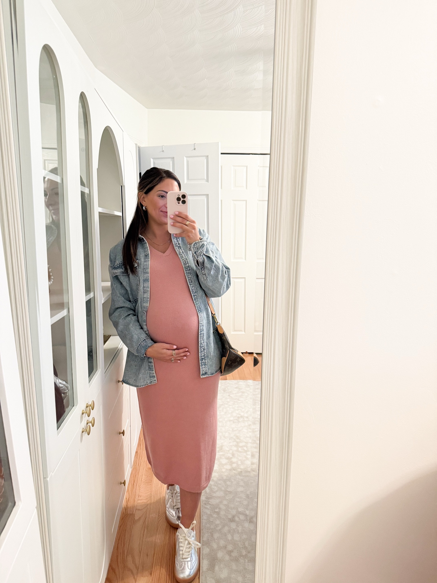 The best sweater dress for all my pregnant mamas. Not maternity, but works with a bump. Wearing size small

Winter style 
Date night 
Girls brunch 
Galentine’s 
Sweater dress 
Maternity 


#LTKStyleTip #LTKFindsUnder50 #LTKBump