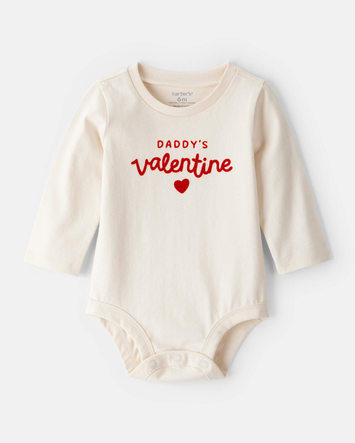 Baby Girl Daddy's Valentine Long-Sleeve Graphic Bodysuit - Cream | Carter's Inc