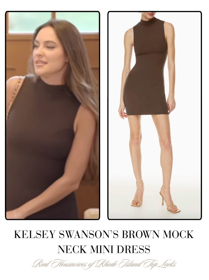 Kelsey Swanson's Brown Mock Neck Mini Dress 

 