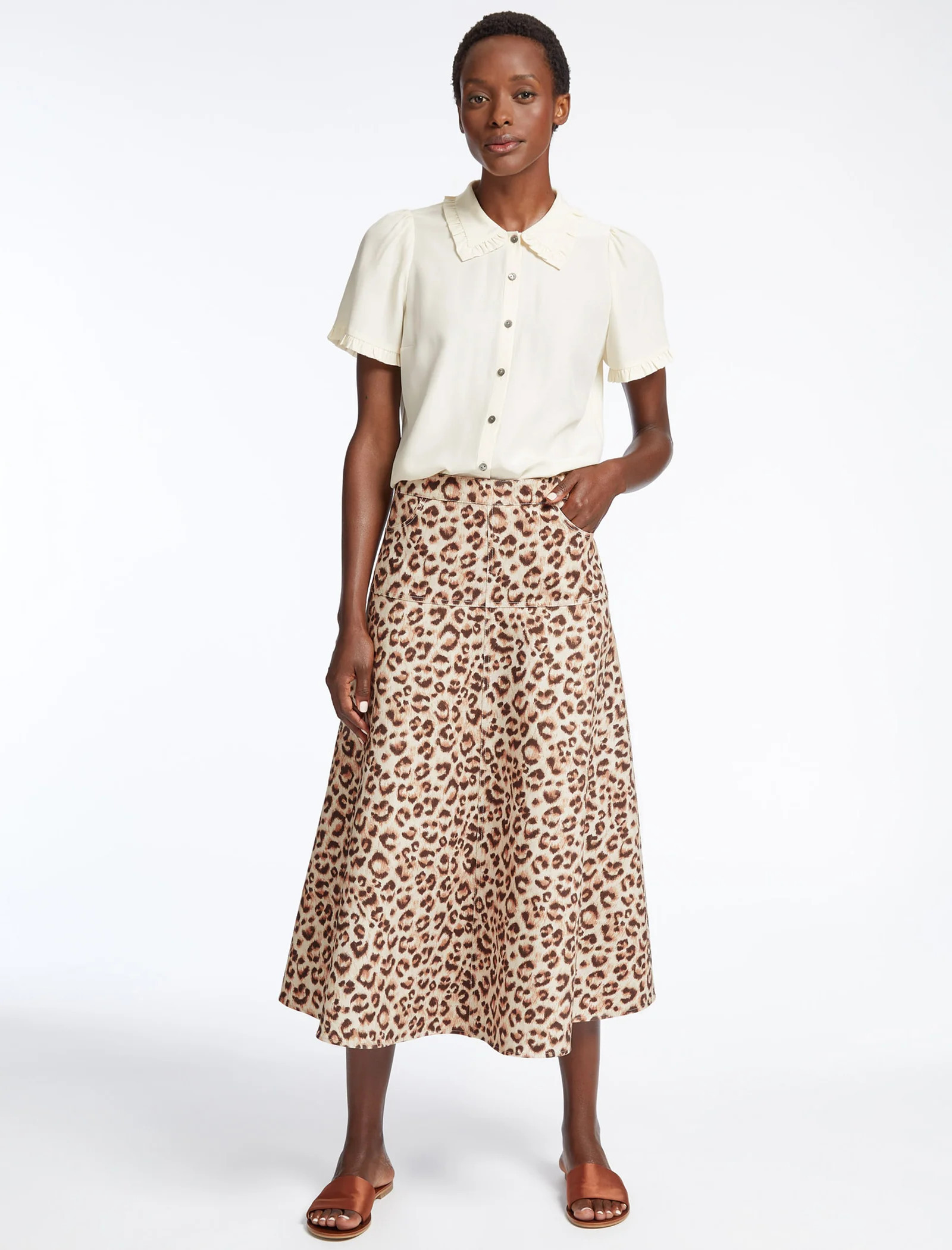 Sierra Cotton Maxi Skirt - Leopard Print | Cefinn