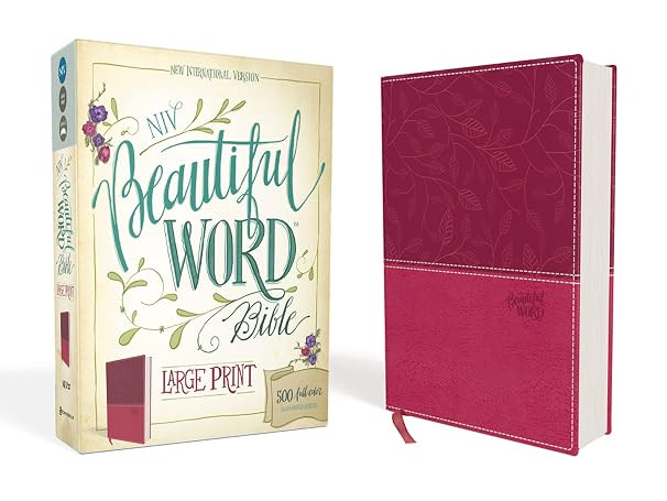 NIV, Beautiful Word Bible, Large Print, Leathersoft, Pink: 500 Full-Color Illustrated Verses | Amazon (US)