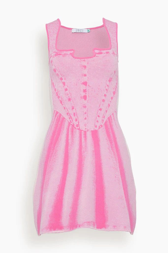 Poppy Denim Print Mini Tank Dress in Barbie Pink | Hampden Clothing