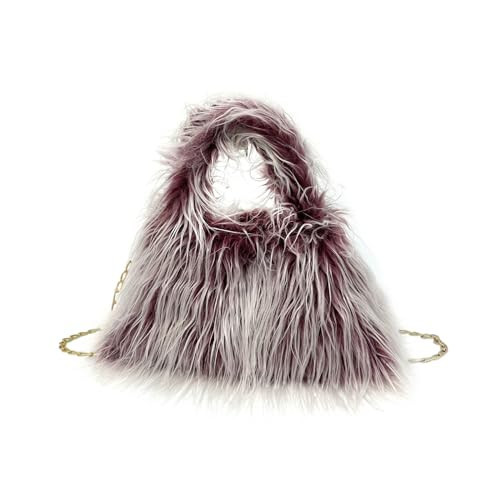 Fluffy Faux Fur Underarm Bag Fuzzy Shoulder Bag for Women Clutch Mini Plush Purse Cow Print Trendy Tote Handbag | Amazon (US)