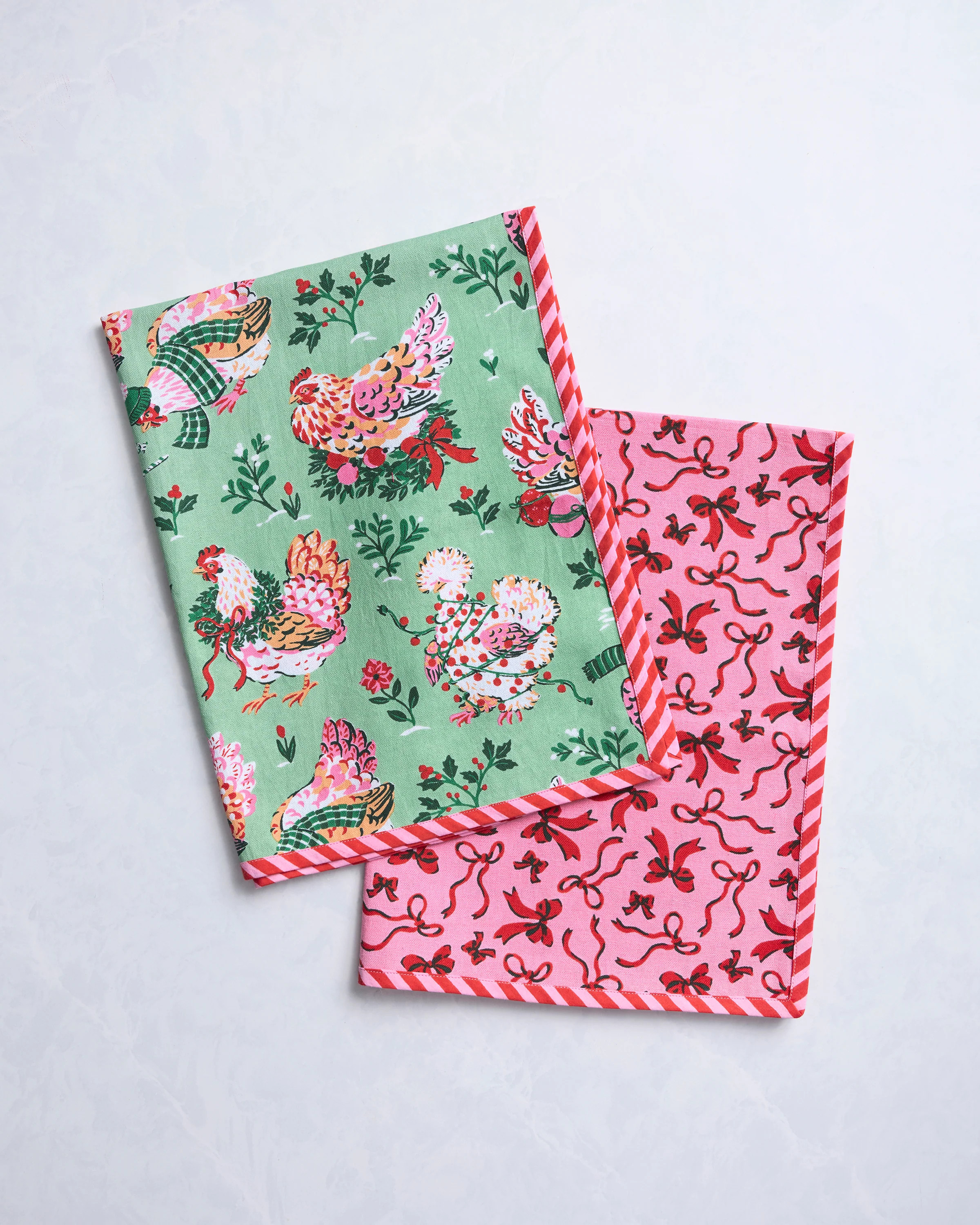 Holiday Hens - Tea Towel Set of 2 - Sage | Printfresh
