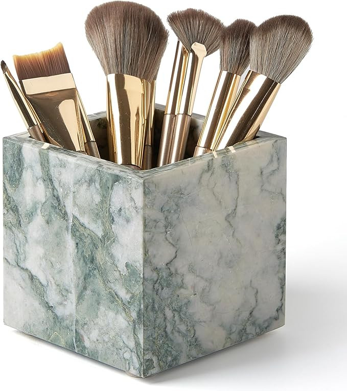 Real Luxurious Natural Marble Toothbrush Holder & Makeup Brush Organizer & Pen Holder for Desk,3.... | Amazon (US)