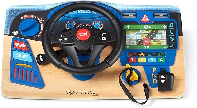 Melissa & Doug Vroom & Zoom Interactive Wooden Dashboard Steering Wheel Pretend Play Driving Toy ... | Amazon (US)
