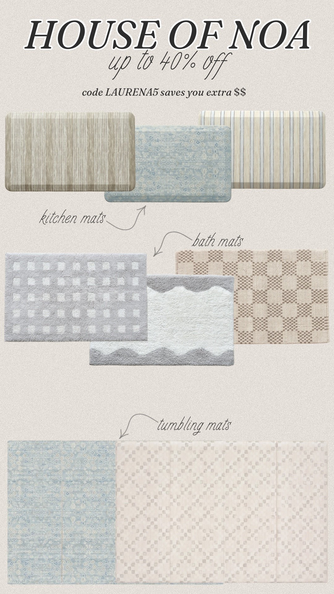 House of Noa sale finds! And my code LAURENA5 saves you extra! 

We have the tumbling mat & love it!