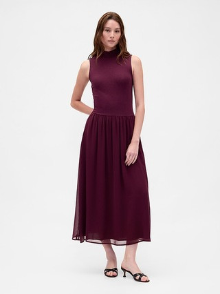 Modern Mockneck Mixed Media Maxi Dress | Gap (CA)
