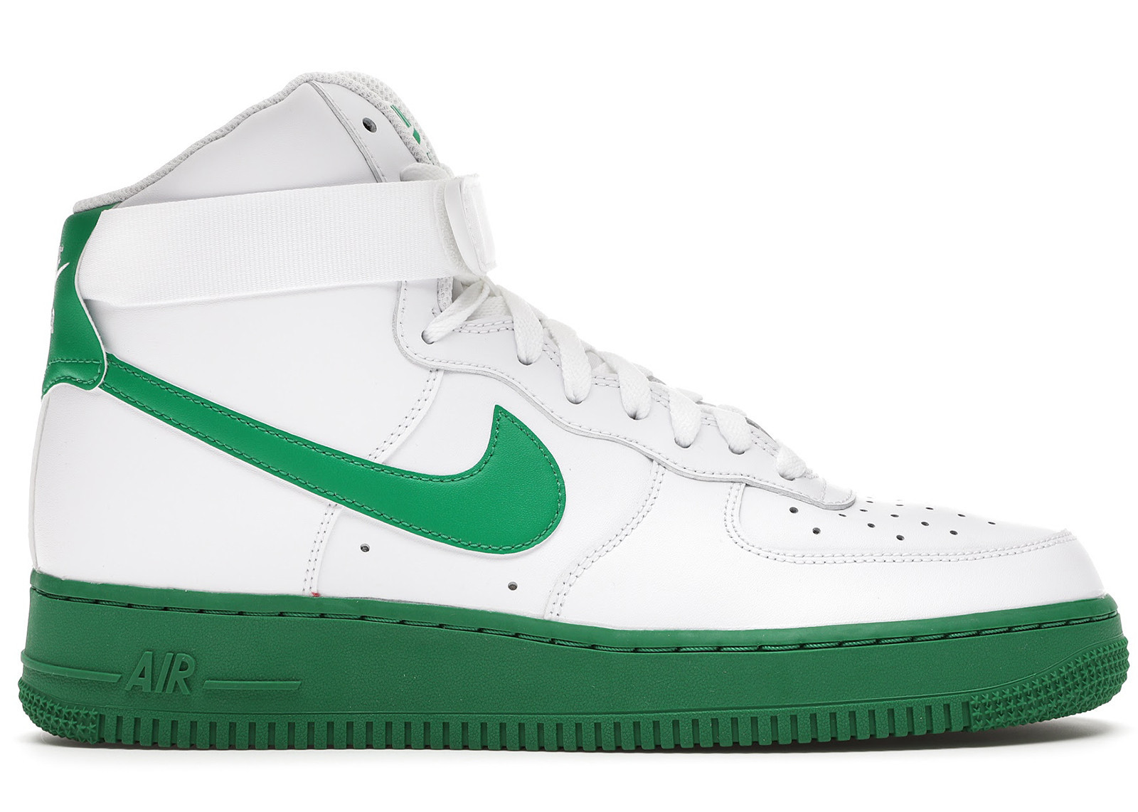 Men's Nike Air Force 1 High Green Midsole Sneakers in White/Lucky Green | StockX