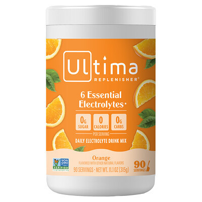 Ultima Replenisher, 6 Essential Electrolytes, Daily Electrolyte Drink Mix, Orange, 11.1 oz (315 g) | iHerb