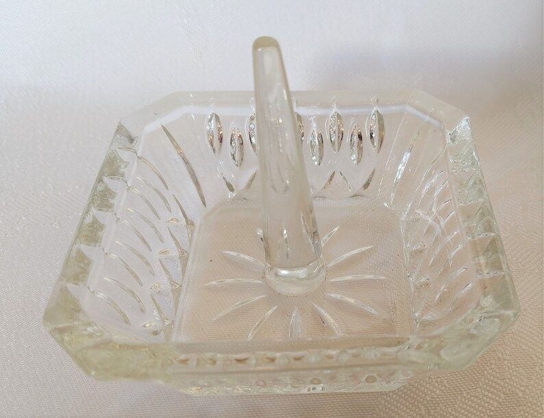 Vintage Ring Dish Holder Square Clear Glass Trinket Dressing Table Storage Pot Jewelry Jewellery | Etsy (US)