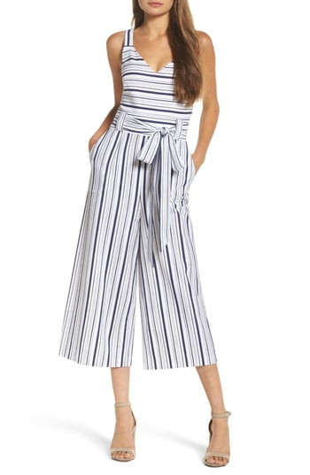 Women's Chelsea28 Stripe Culotte Jumpsuit | Nordstrom