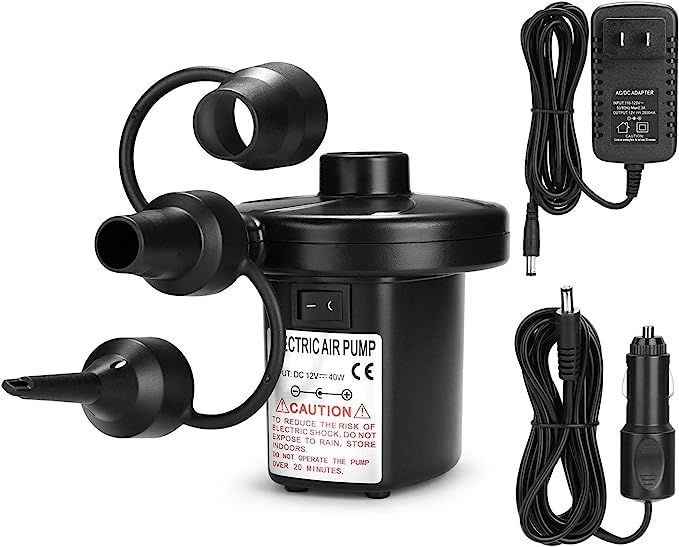 Electric Air Pump, AGPtEK Portable Quick-Fill Air Pump with 3 Nozzles, 110V AC/12V DC, Perfect In... | Amazon (US)