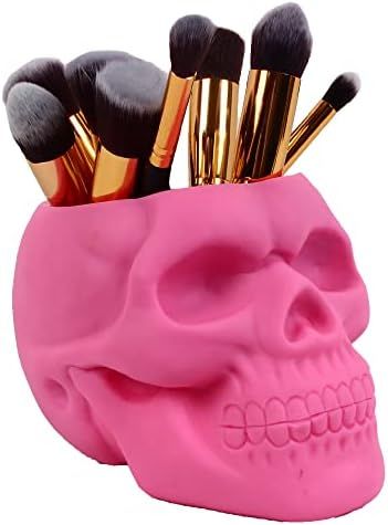 Skull Pen Holder/Skull Makeup Brush Holder/Pen Holder/Dressing Table Office Desk Storage Box/Gree... | Amazon (US)