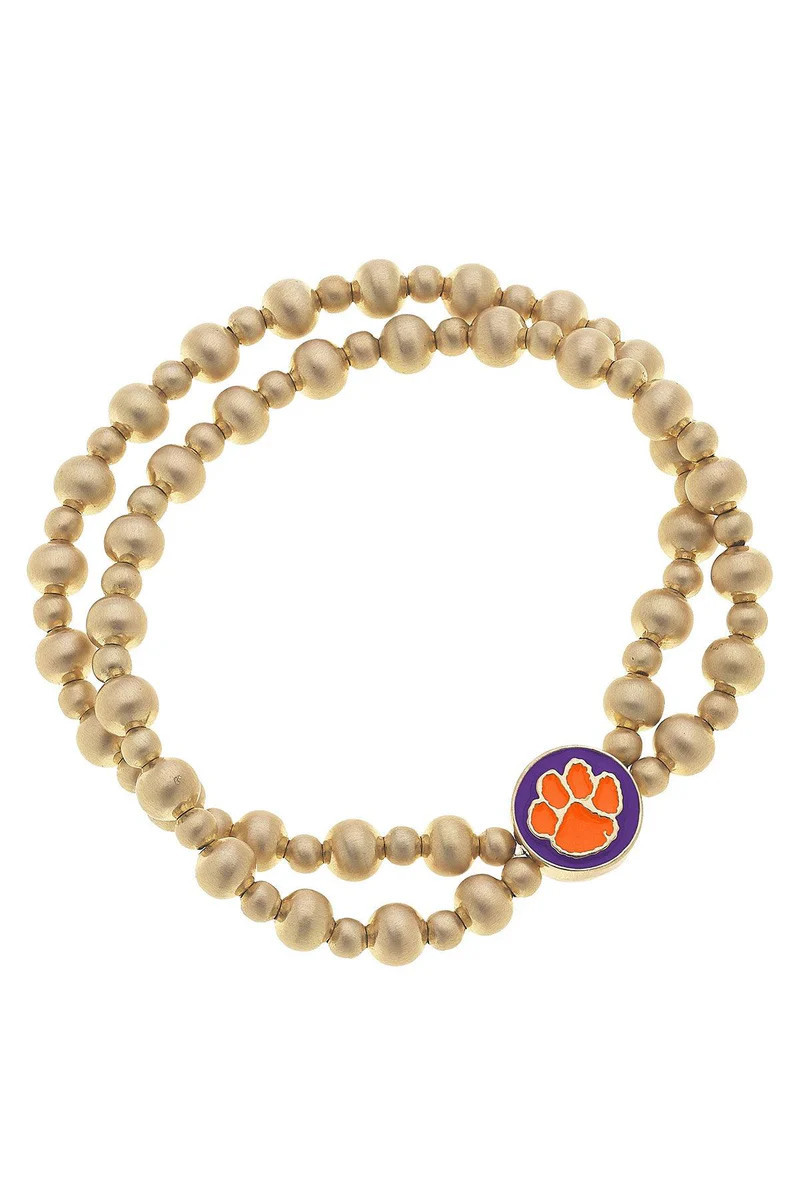 Clemson Tigers 2-Row Ball Bead Stretch Bracelet | CANVAS