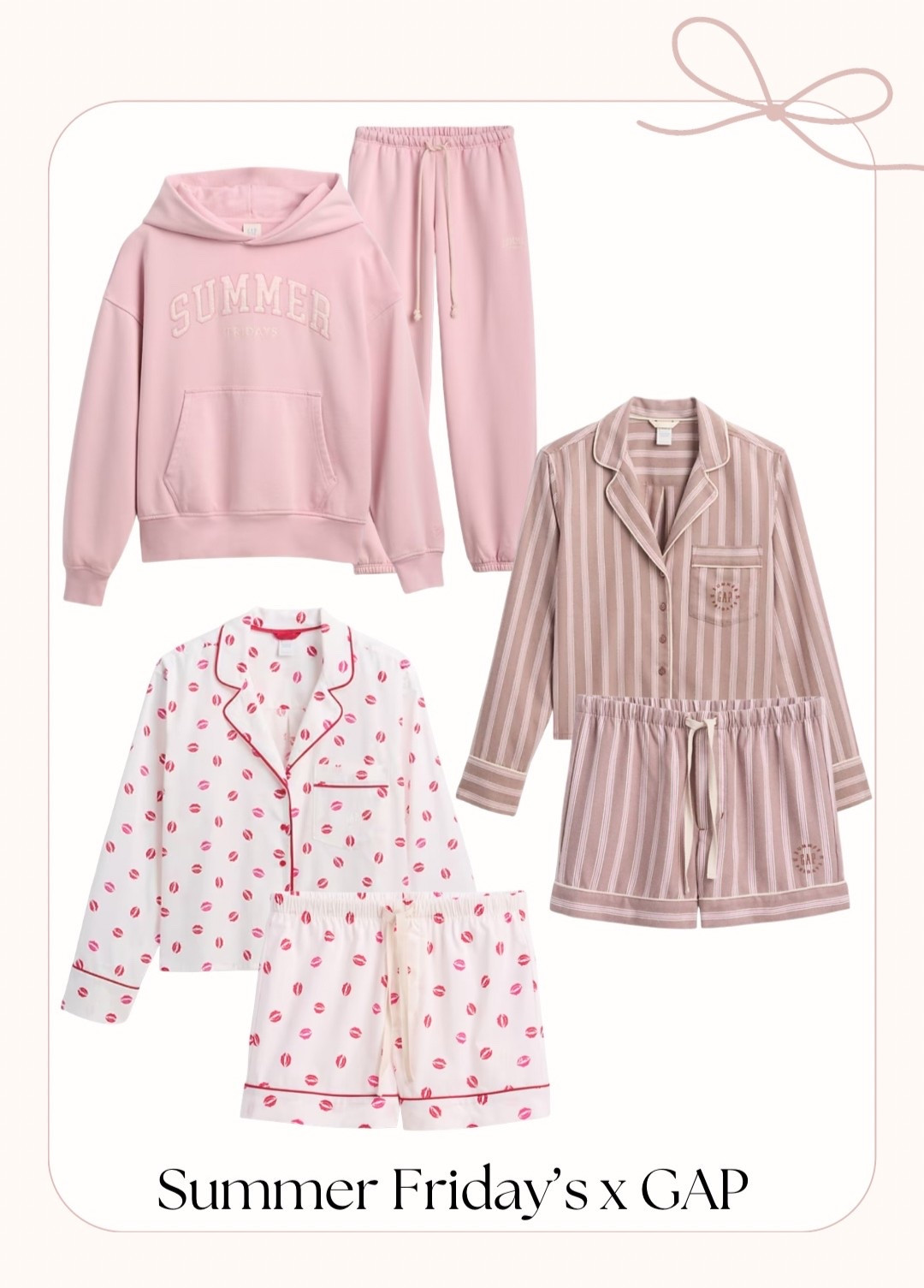 New Summer Friday’s x GAP collab! Love these loungewear/pj sets so much 👏

Cozy, Valentine’s Day, gifts for her, vday, sweat set, pink, fancythingsblog 

#LTKgrwm #LTKFindsUnder50 #LTKFindsUnder100