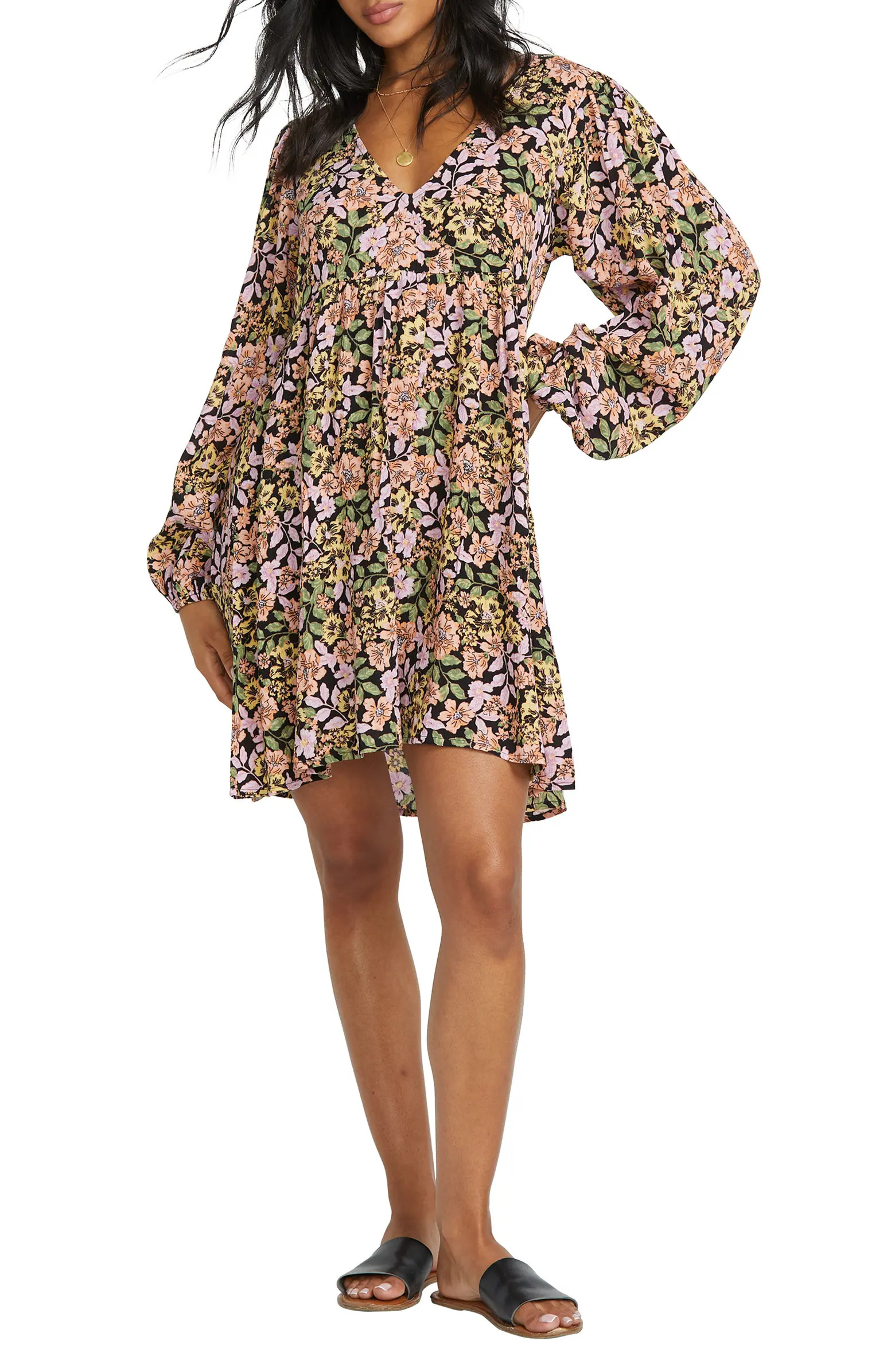 Easy Livin' Floral Long Sleeve High-Low Dress | Nordstrom