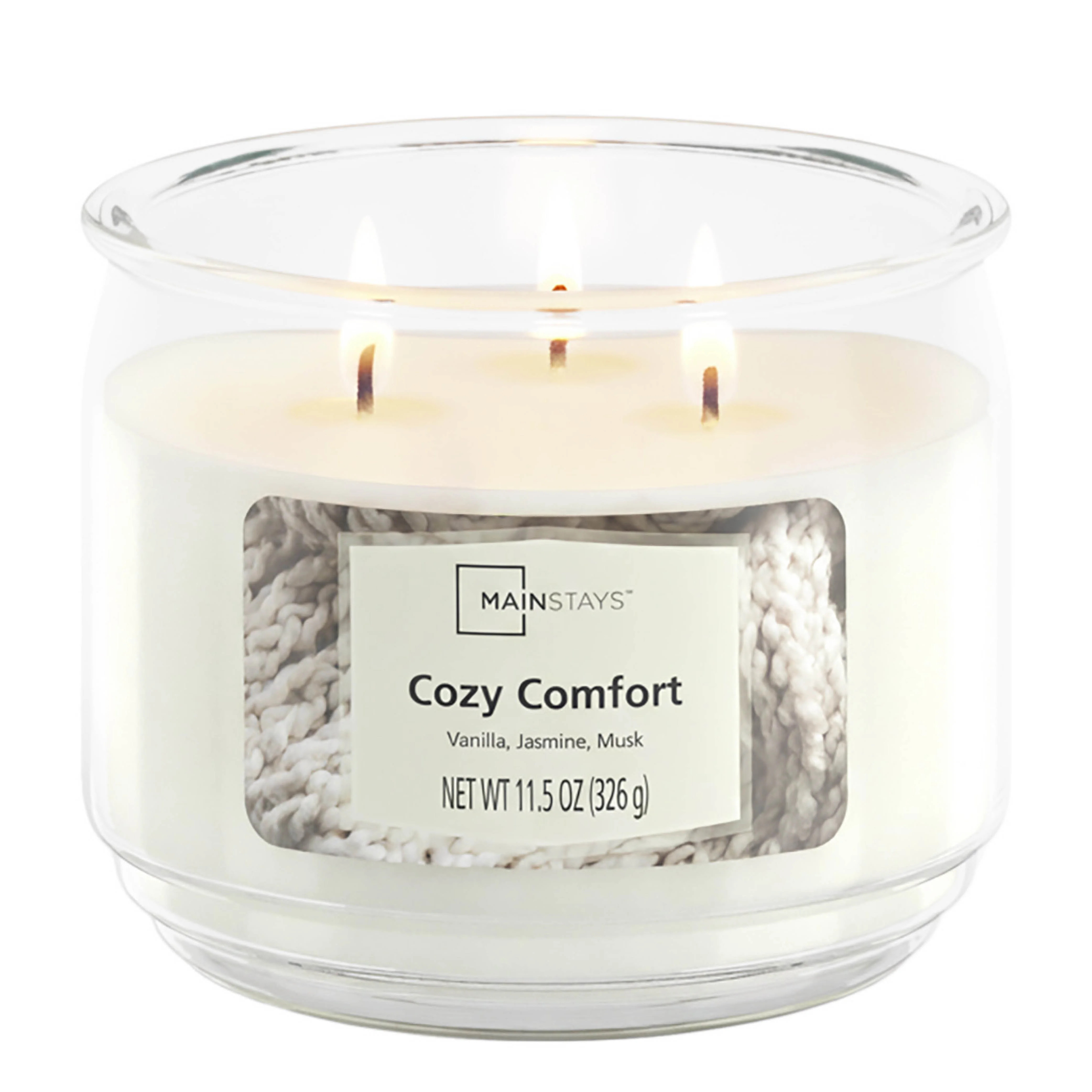 Mainstays 3-Wick Scented Glass Jar Candle, Cozy Comfort, 11.5oz. | Walmart (US)