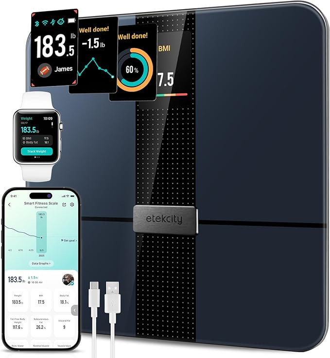 Etekcity Smart Scale for Body Weight Fat, Digital Bathroom Weighing Machine for Accurate BMI Musc... | Amazon (US)