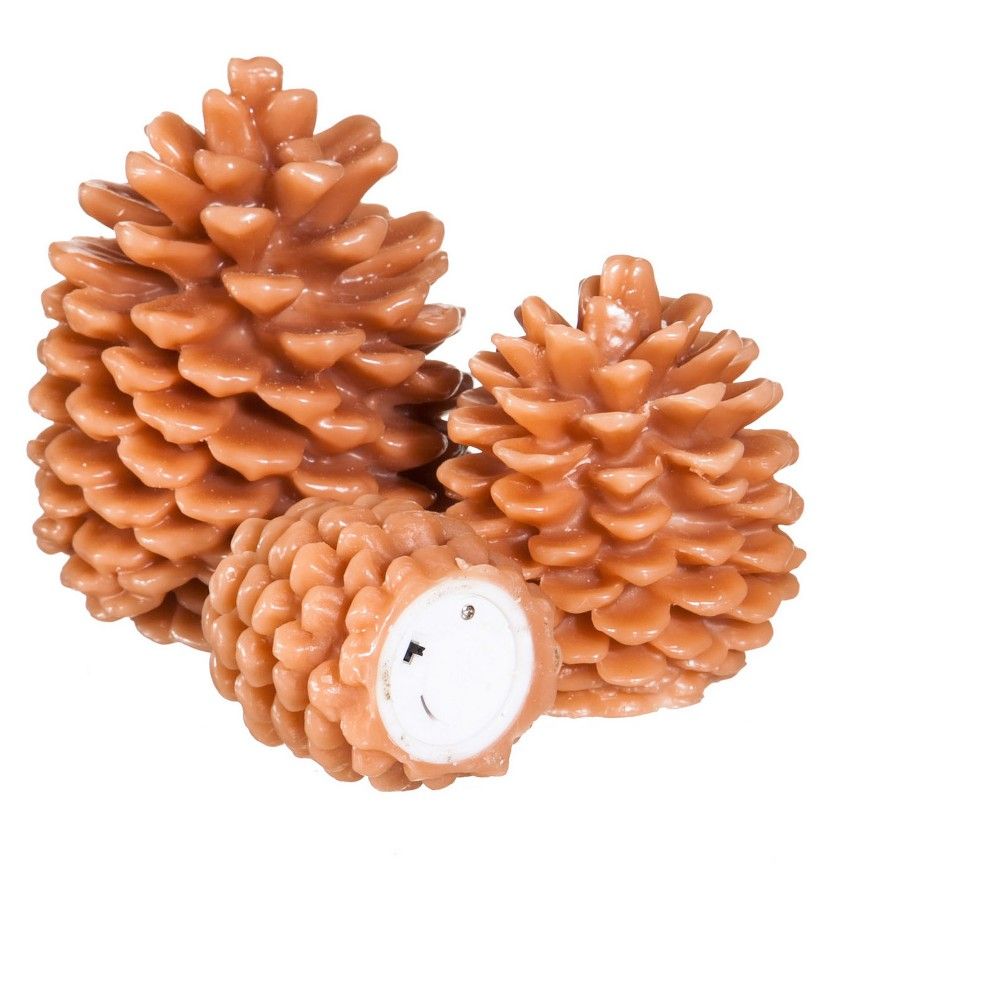 Pinecone Led Candles Set of 3, Brown | Target