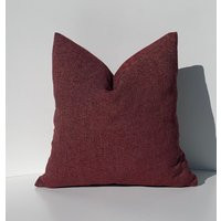 Burgundy Linen Pillow Cover, Textured Cushion Quality Decorative Pillows, Orange Euro Sham, Couch, Bad, Room Decor | Etsy (US)