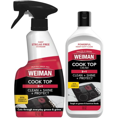 Weiman Ceramic and Glass Cooktop - 10 Ounce - Stove Top Daily Cleaner Kit - 12 Ounce - Glass Induction Cooktop Cleaning Bundle for Heavy Duty Mess Cleans Burnt-on Food | Amazon (US)
