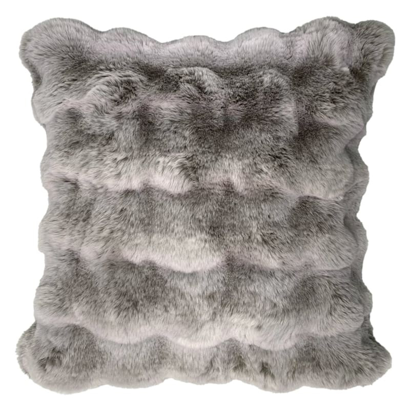 Grey Bubble Faux Fur Throw Pillow, 18" | At Home