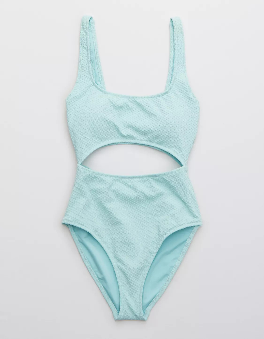 Aerie Jacquard Cut Out Scoop One Piece Swimsuit | American Eagle Outfitters (US & CA)